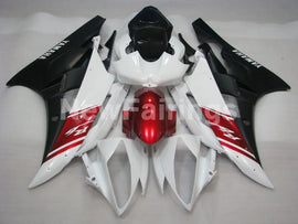 White and Wine Red Matte Black Factory Style - YZF-R6 06-07 Fairing Kit