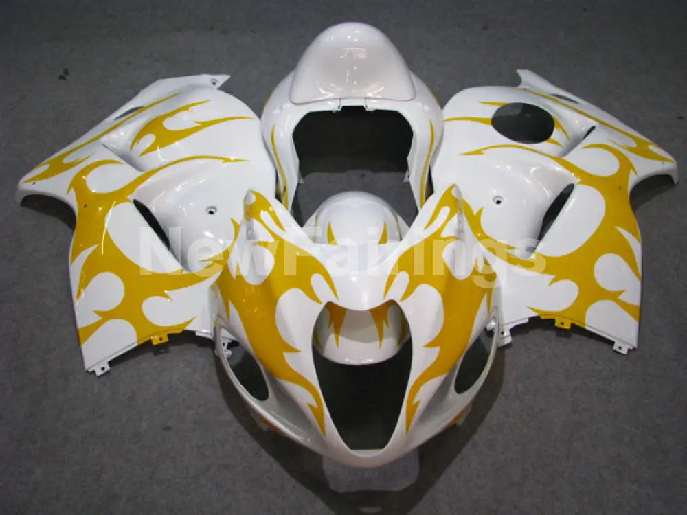 White and Yellow Flame - GSX1300R Hayabusa 08-20 Fairing Kit