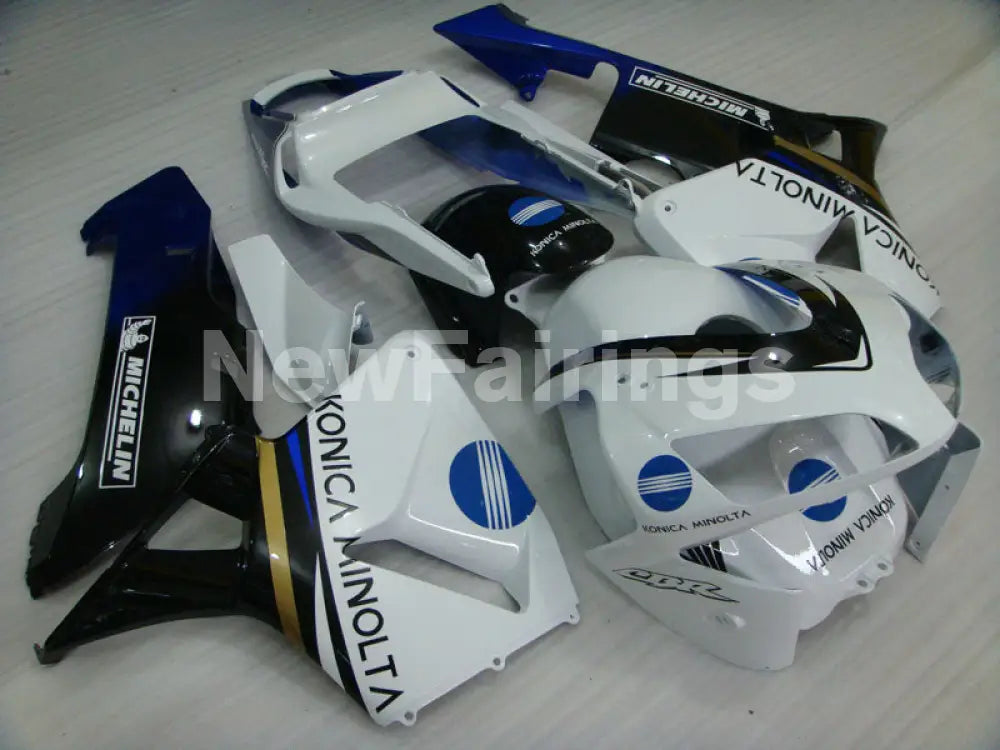 White Black and Blue Konica Minolta - CBR600RR 03-04 Fairing Kit