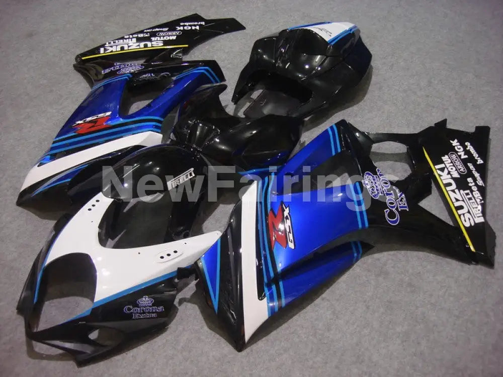White and Black Blue Corona - GSX-R1000 07-08 Fairing Kit