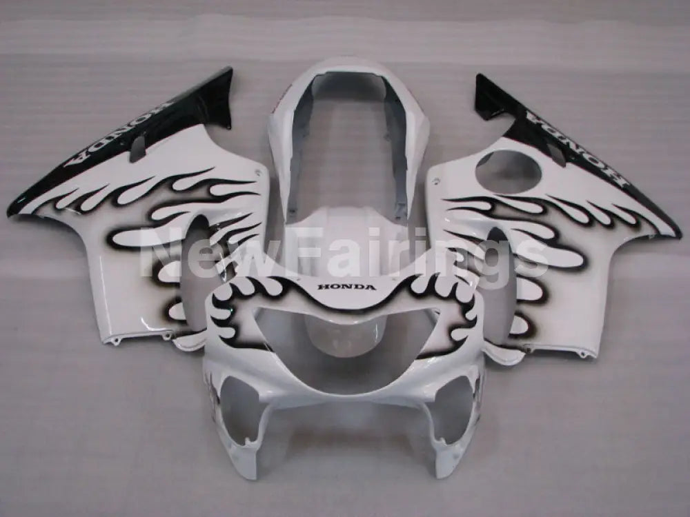 White and Black Flame - CBR600 F4 99-00 Fairing Kit