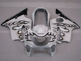 White and Black Flame - CBR600 F4 99-00 Fairing Kit