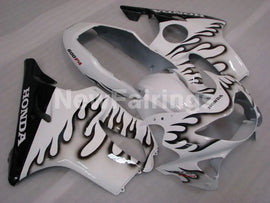 White and Black Flame - CBR600 F4 99-00 Fairing Kit