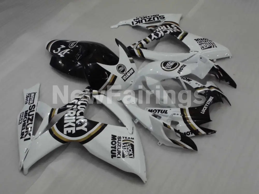 White and Black Lucky Strike - GSX-R600 06-07 Fairing Kit