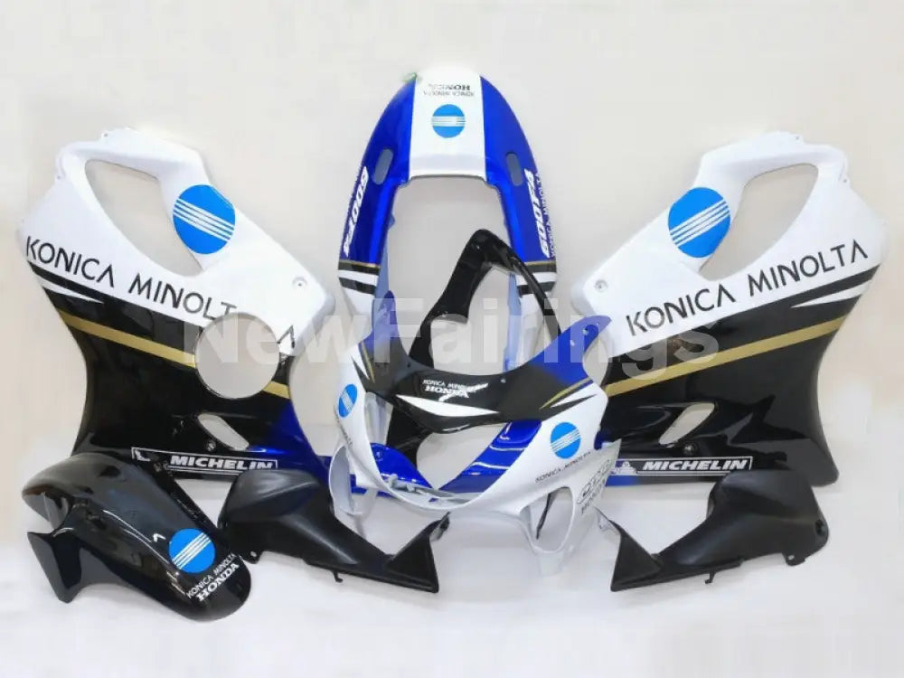 White and Blue Black Konica Minolta - CBR600 F4 99-00 Fairing Kit