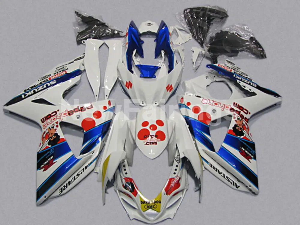 White and Blue Dark Dog - GSX-R1000 09-16 Fairing Kit