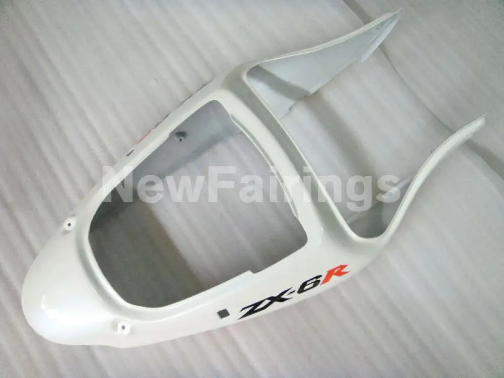 White and Orange Flame - NINJA ZX-6R 00-02 Fairing Kit