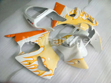 Cargar imagen en el visor de la galería, White and Orange Flame - NINJA ZX-6R 00-02 Fairing Kit