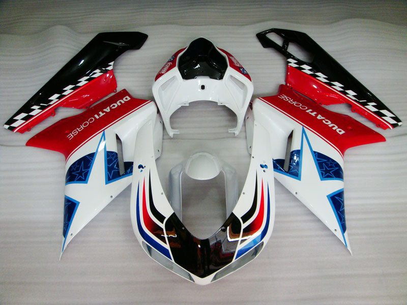 White and Red Black Star - Ducati 848/1098/1198 07-11 Fairing Kit