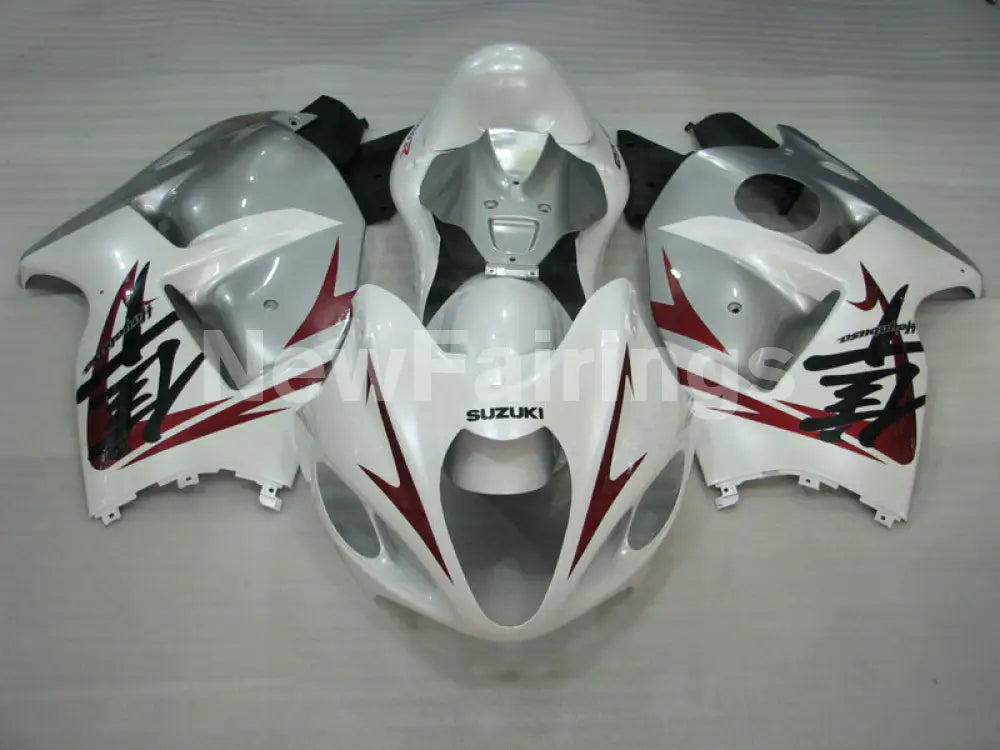 White Silver and Wine red Factory Style - GSX1300R Hayabusa 99-07 Fairing Kit
