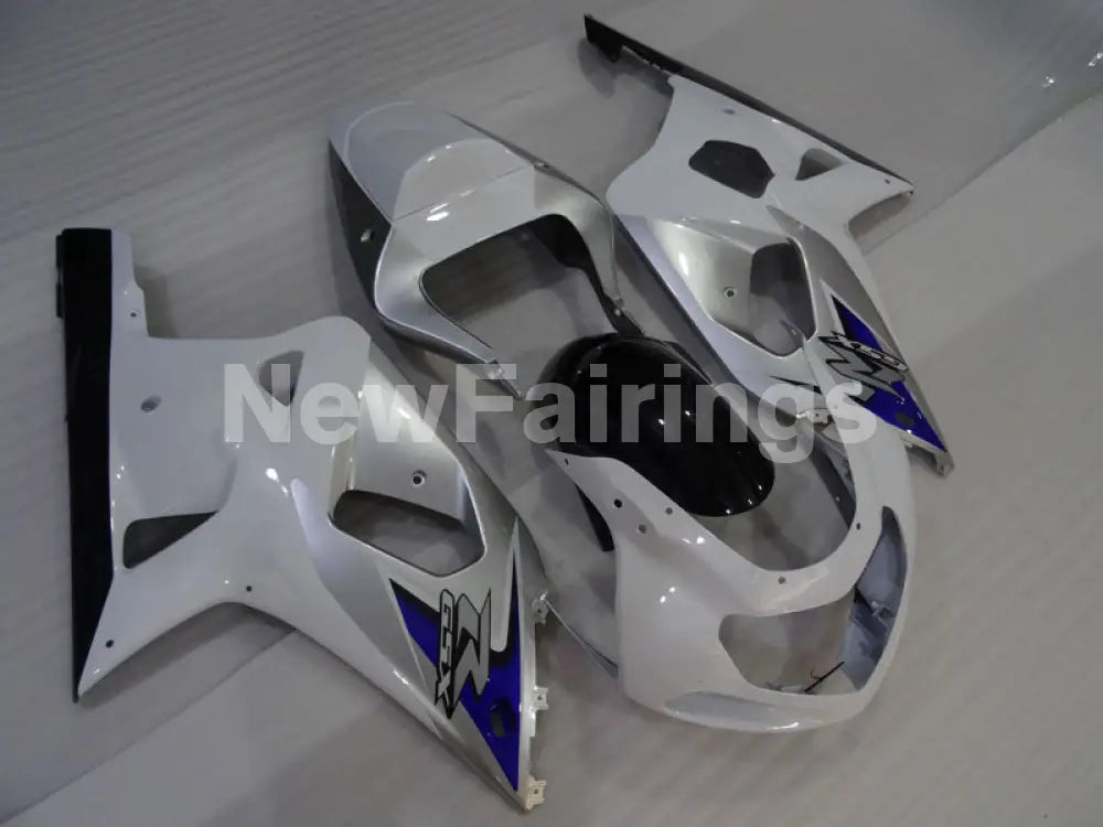 White Silver and Black Factory Style - GSX-R600 01-03 Fairing Kit