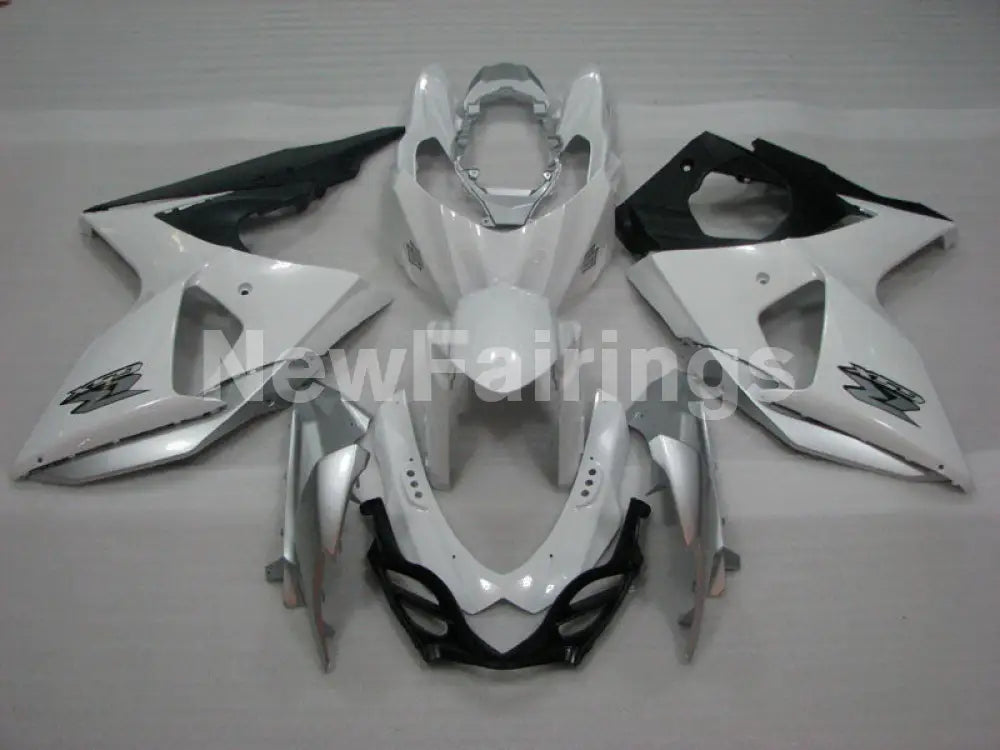 White and Silver Matte Black Factory Style - GSX-R1000 09-16 Fairing Kit