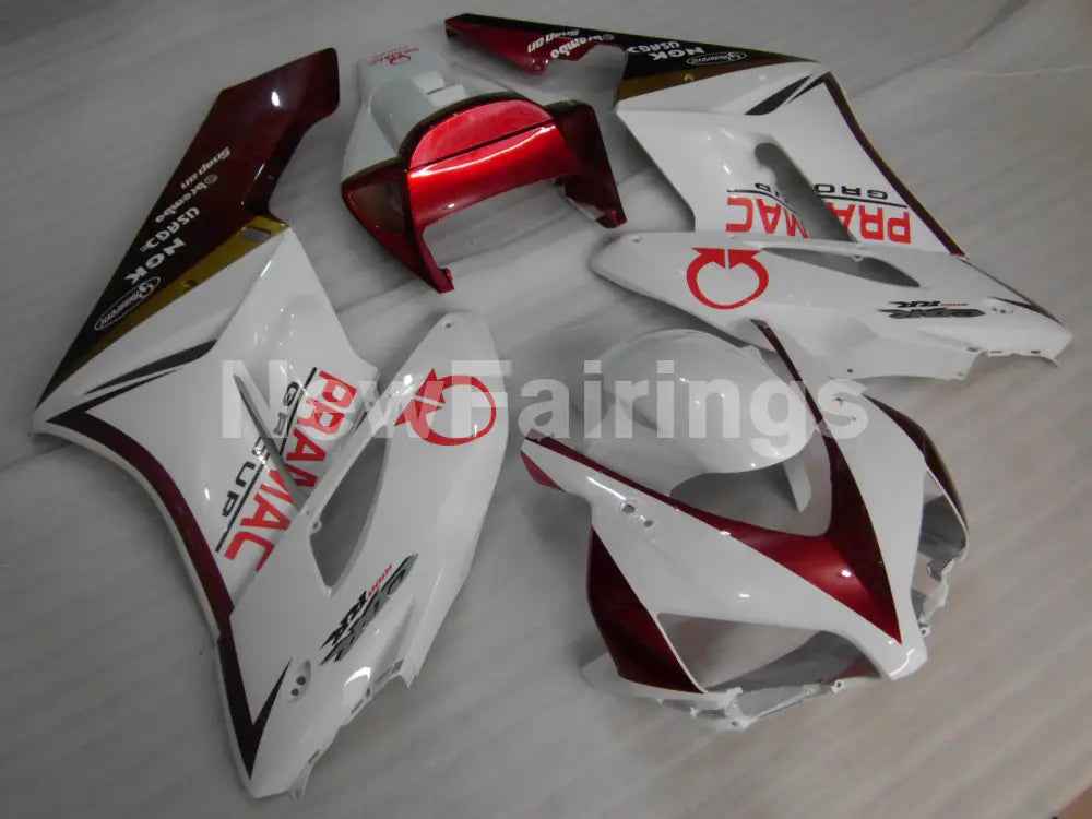 White and Wine Red PRAMAC - CBR1000RR 04-05 Fairing Kit