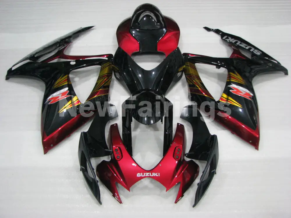 Wine Red and Black Golden Factory Style - GSX-R600 06-07 Fairing Kit