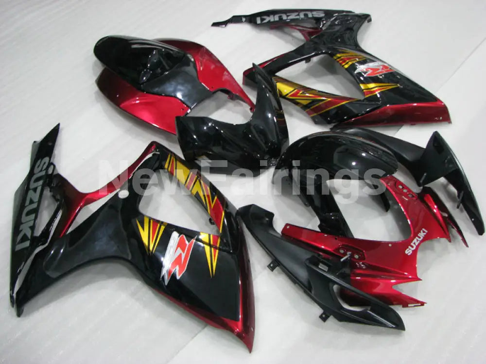 Wine Red and Black Golden Factory Style - GSX-R600 06-07 Fairing Kit