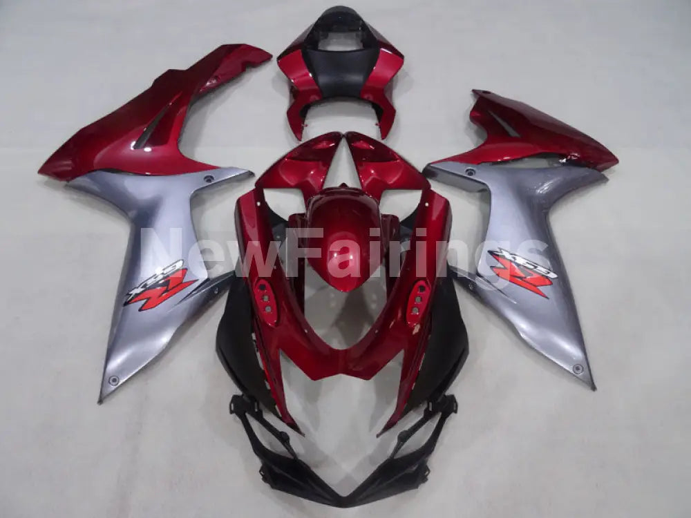 Wine Red and Silver Factory Style - GSX-R600 11-24 Fairing Kit