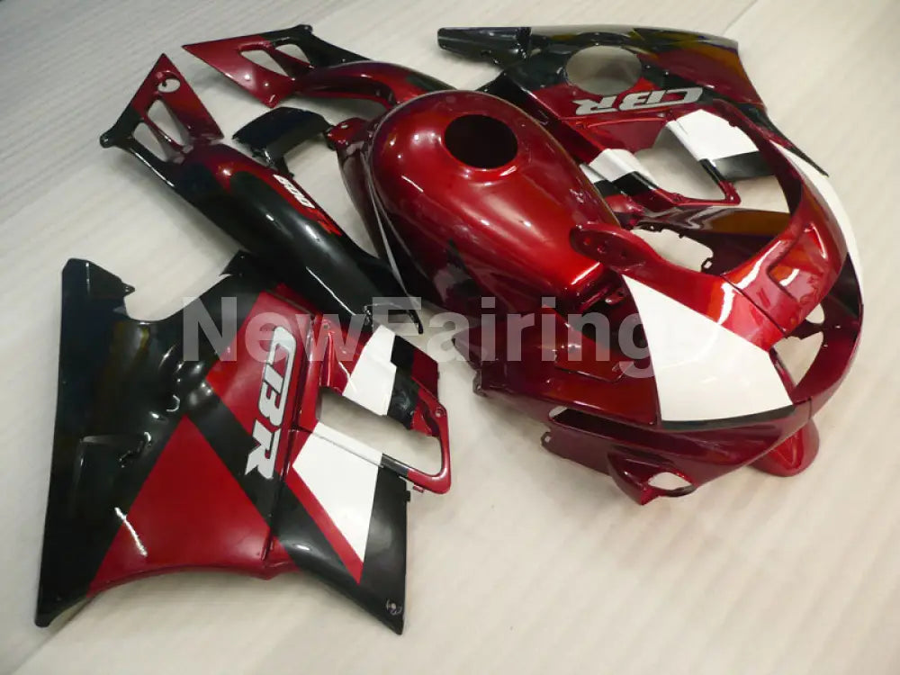 Wine Red and White Black Factory Style - CBR600 F2 91-94 Fairing Kit