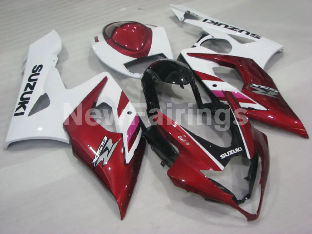 Wine Red and White Factory Style - GSX-R1000 05-06 Fairing Kit