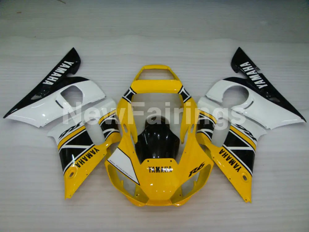 Yellow and Black White Factory Style - YZF-R6 98-02 Fairing Kit