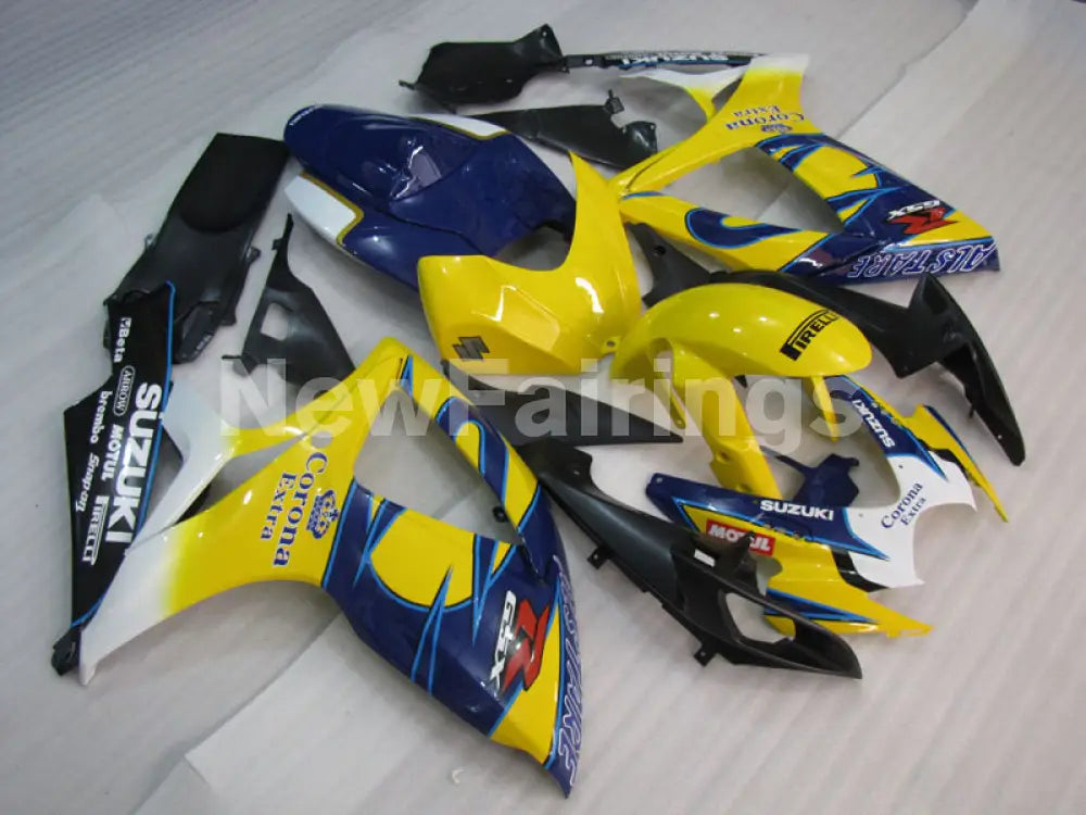 Yellow and Blue White Corona - GSX-R600 06-07 Fairing Kit