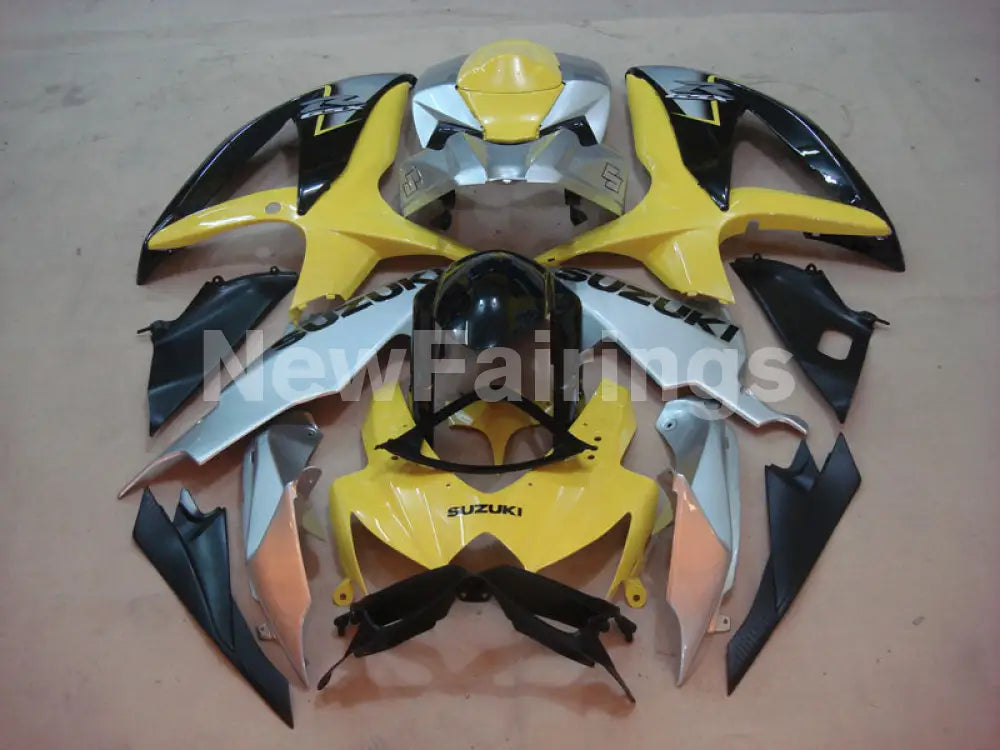 Yellow and Silver Black Factory Style - GSX-R600 08-10 Fairing Kit