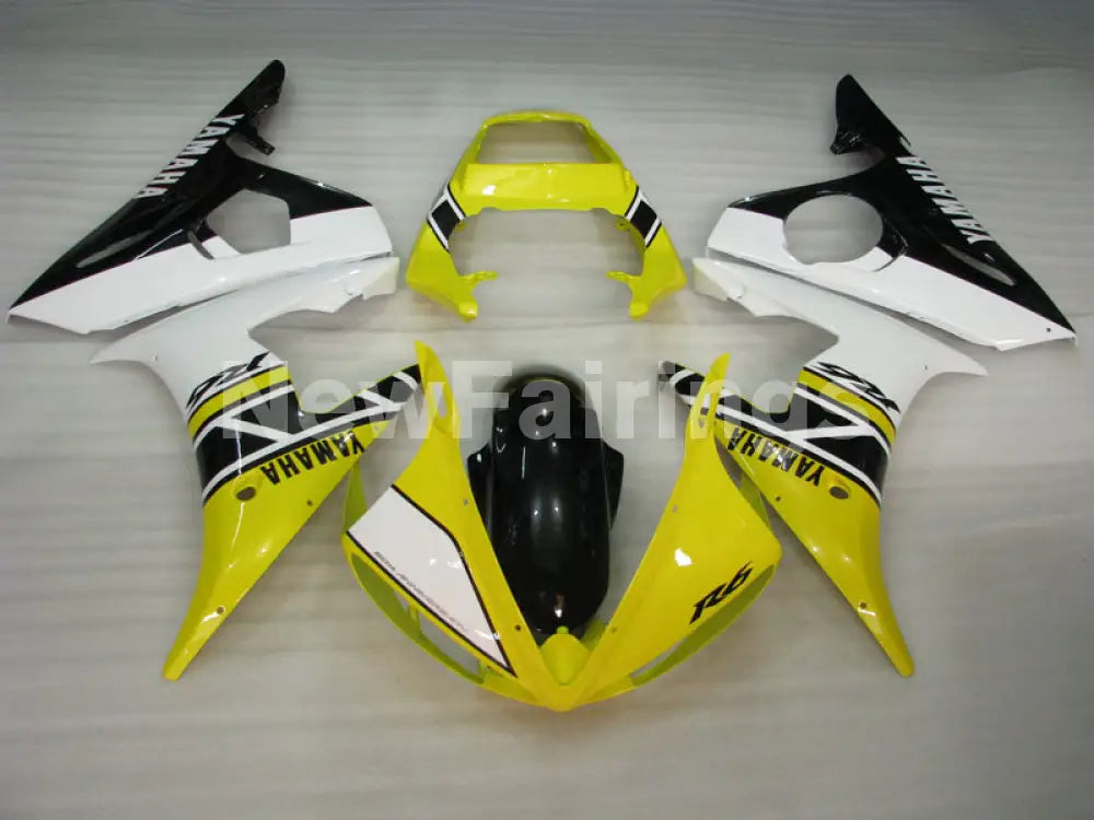 Yellow and White Black Factory Style - YZF-R6 05 Fairing Kit