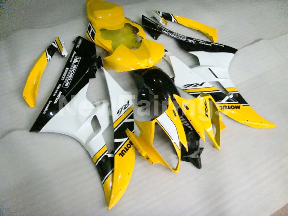 Yellow and White Black Factory Style - YZF-R6 06-07 Fairing Kit