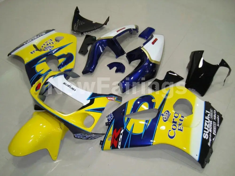 Yellow and White Blue Corona - GSX-R600 96-00 Fairing Kit