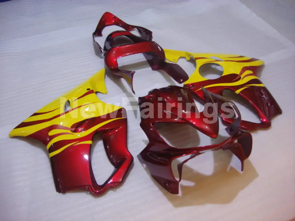 Yellow and Wine Red Flame - CBR600 F4i 01-03 Fairing Kit